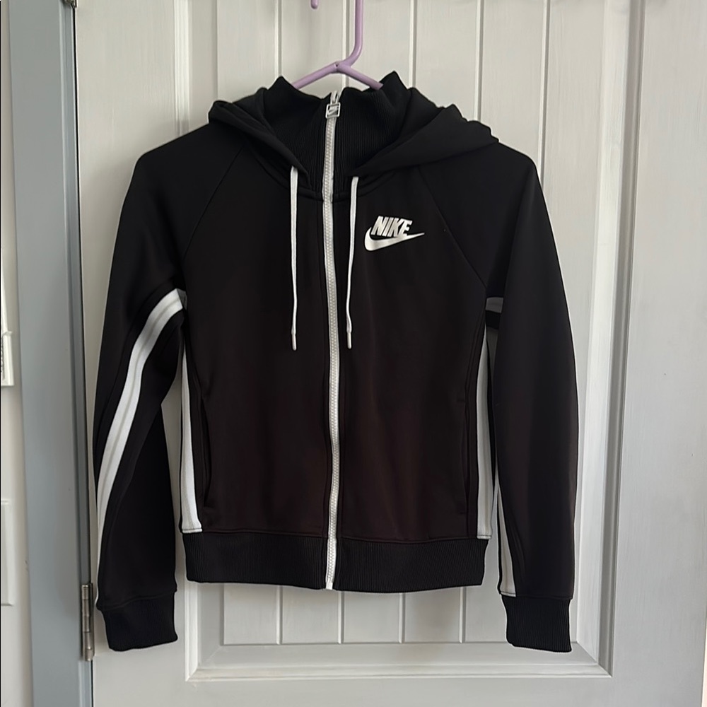 Nike Black Hoodie with White Stripes